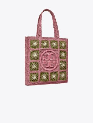 Double T Raffia Tote Bag in Pink - Tory Burch