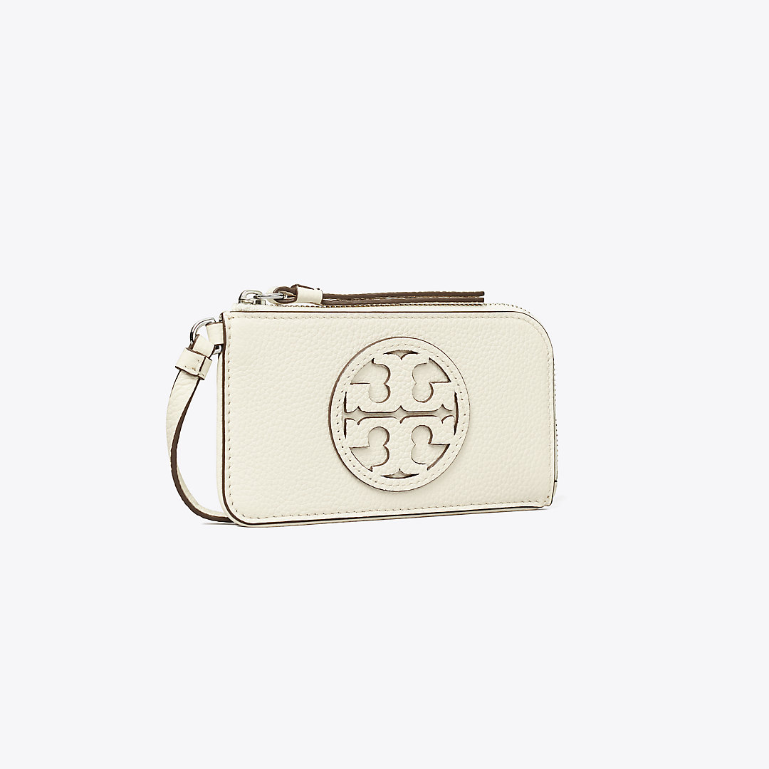 Tory Burch Miller Zip Card Case In New Ivory