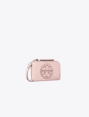 Shop Tory Burch Miller Zip Card Case In Cotton Candy