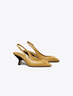 Tory Burch Eleanor Pointed Toe Slingback Pump In Sand Buff