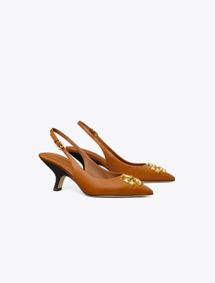Tory Burch Eleanor Pointed Toe Slingback Pump In Bourbon
