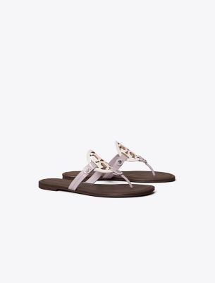 Tory Burch Miller Leather Sandal In Optic White/spring Crocus/coco