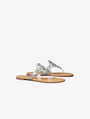 TORY BURCH MILLER METALLIC PATENT CORK SANDAL