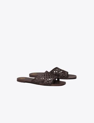 Tory Burch Woven Flat Slide In Coco