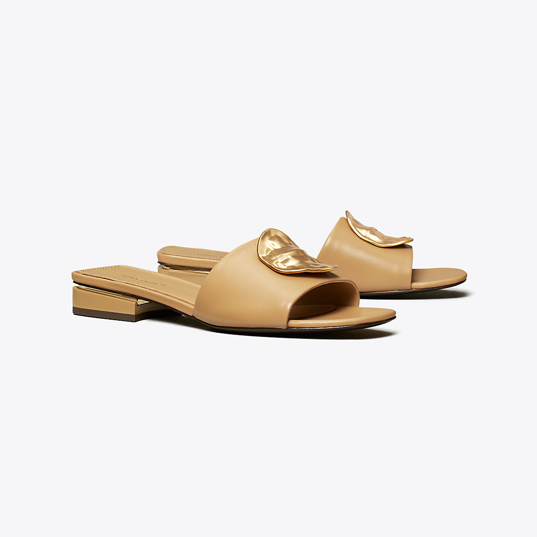 Shop Tory Burch Patos Sandal In Ginger Shortbread/silver/silver