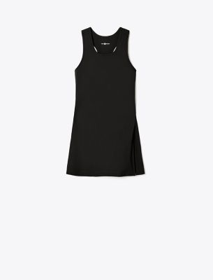 Tory Burch Side-slit Tennis Dress In Black/black