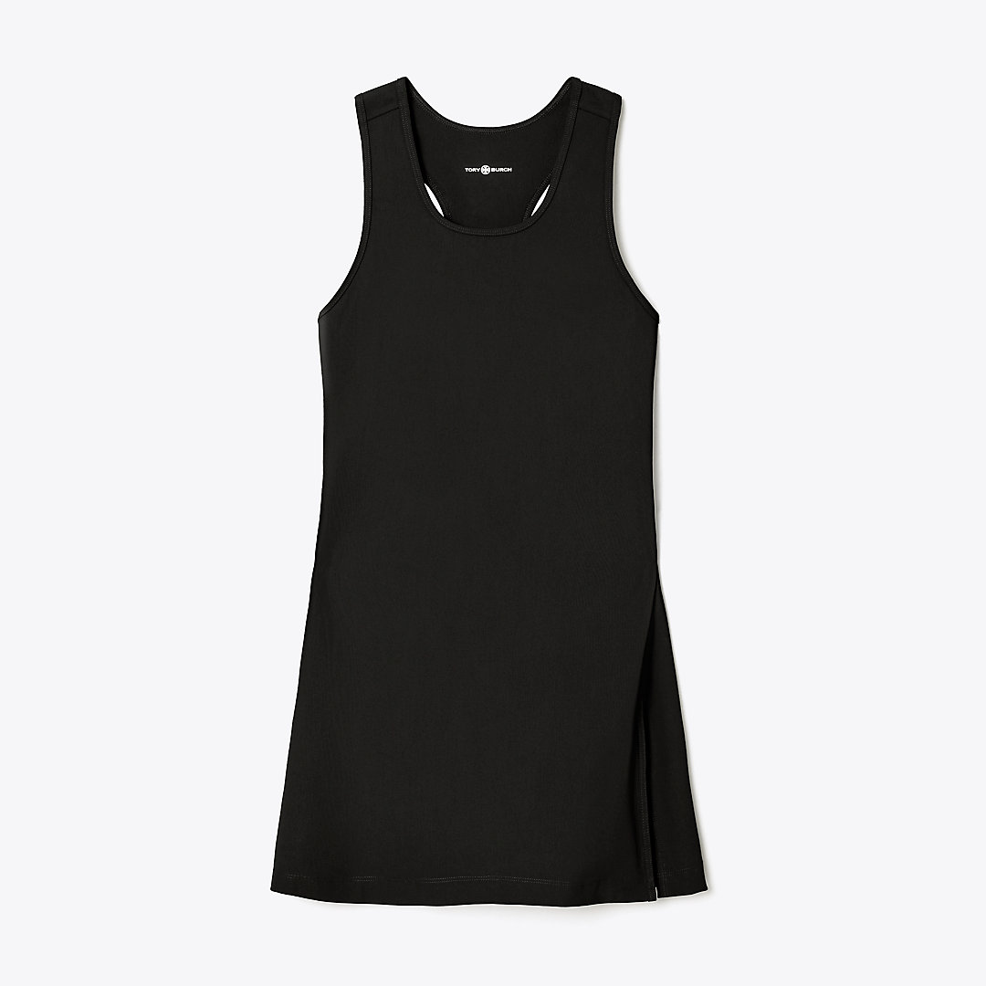 Tory Burch Side-slit Tennis Dress In Black/black