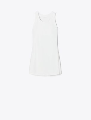 Tory Sport Tory Burch Side-slit Tennis Dress In Snow White/snow White