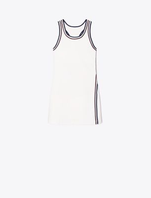 Tory Burch Side-slit Tennis Dress In Snow White/tory Navy