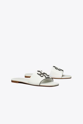 Tory Burch Slides In Nappa Leather With Monogram In Gardenia
