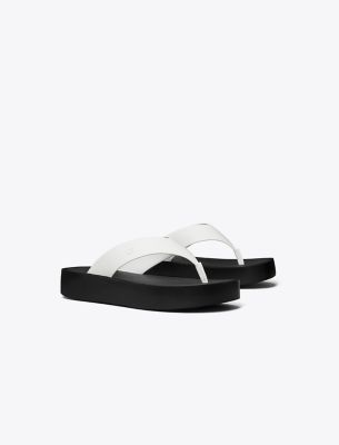 Shop Tory Burch Platform Flip-flop In Optic White/black