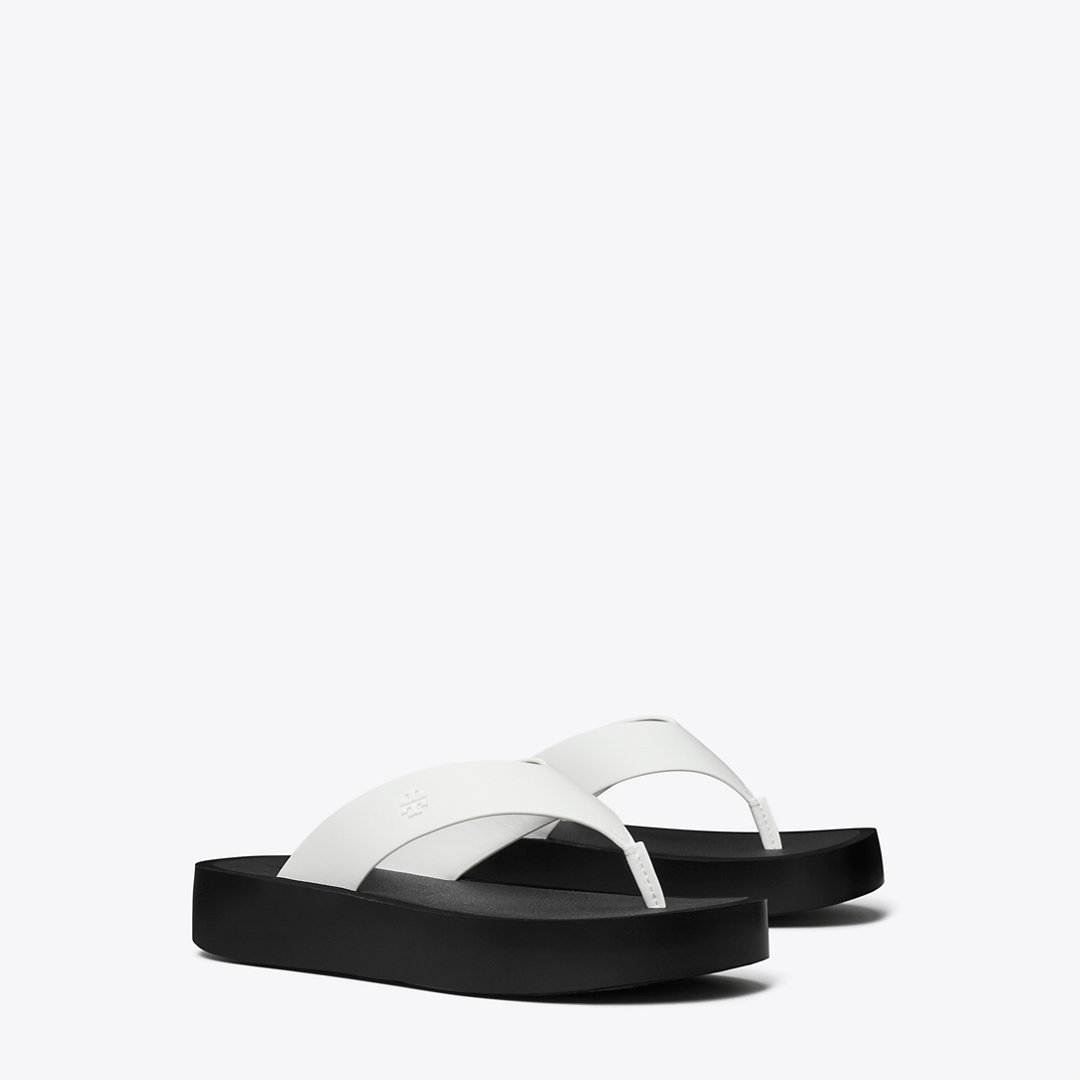 Shop Tory Burch Platform Flip-flop In Optic White/black