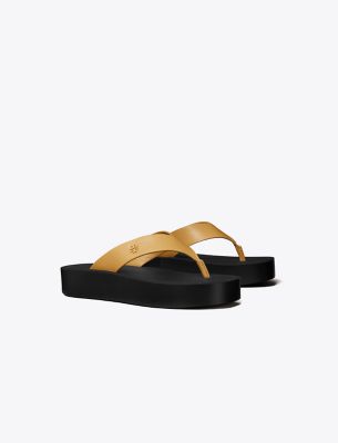 Tory Burch Platform Flip-flop In Ginger Shortbread/black
