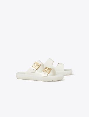 Shop Tory Burch Buckle Bubble Jelly In Ivory/gold