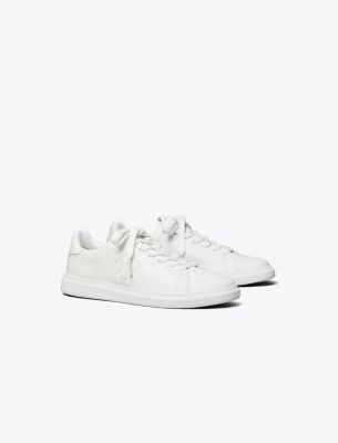 Shop Tory Burch Double T Howell Court Sneaker In White/white