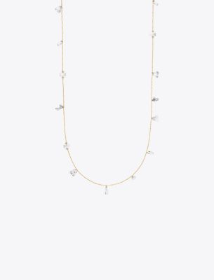 Tory Burch Roxanne Long Necklace In Gold/antique Tory Silver