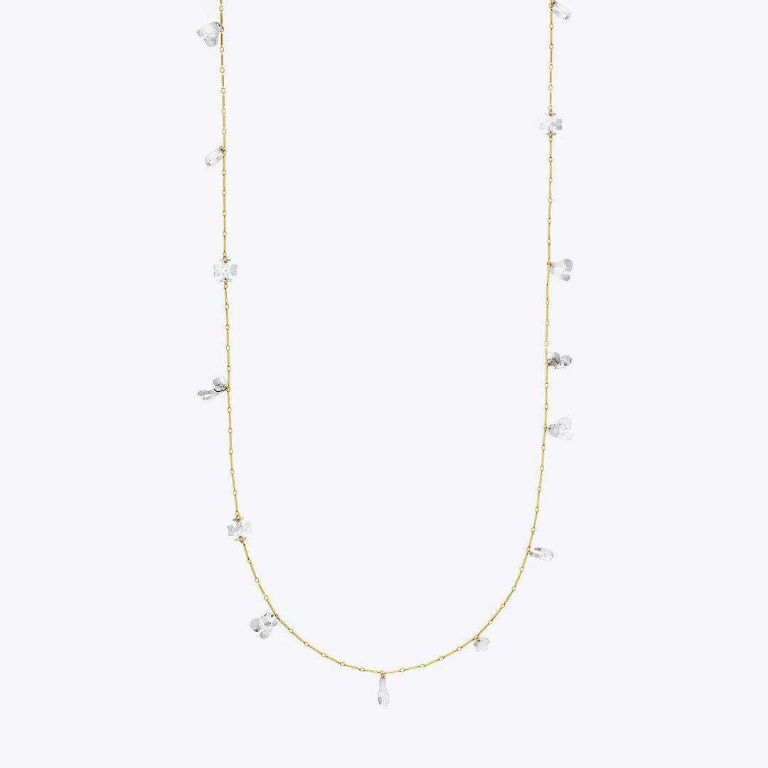 Tory Burch Roxanne Long Necklace In Gold/antique Tory Silver