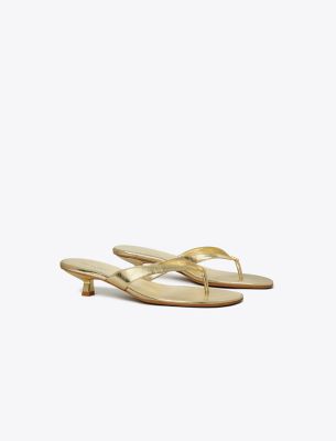 Tory Burch Capri Low Heel Sandal In Gold