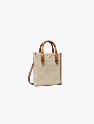 Tory Burch Mini T Monogram Tote In Ivory