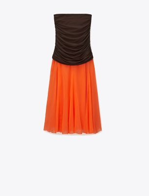 Tory Burch Jersey Chiffon Skirt In Dark Tangerine