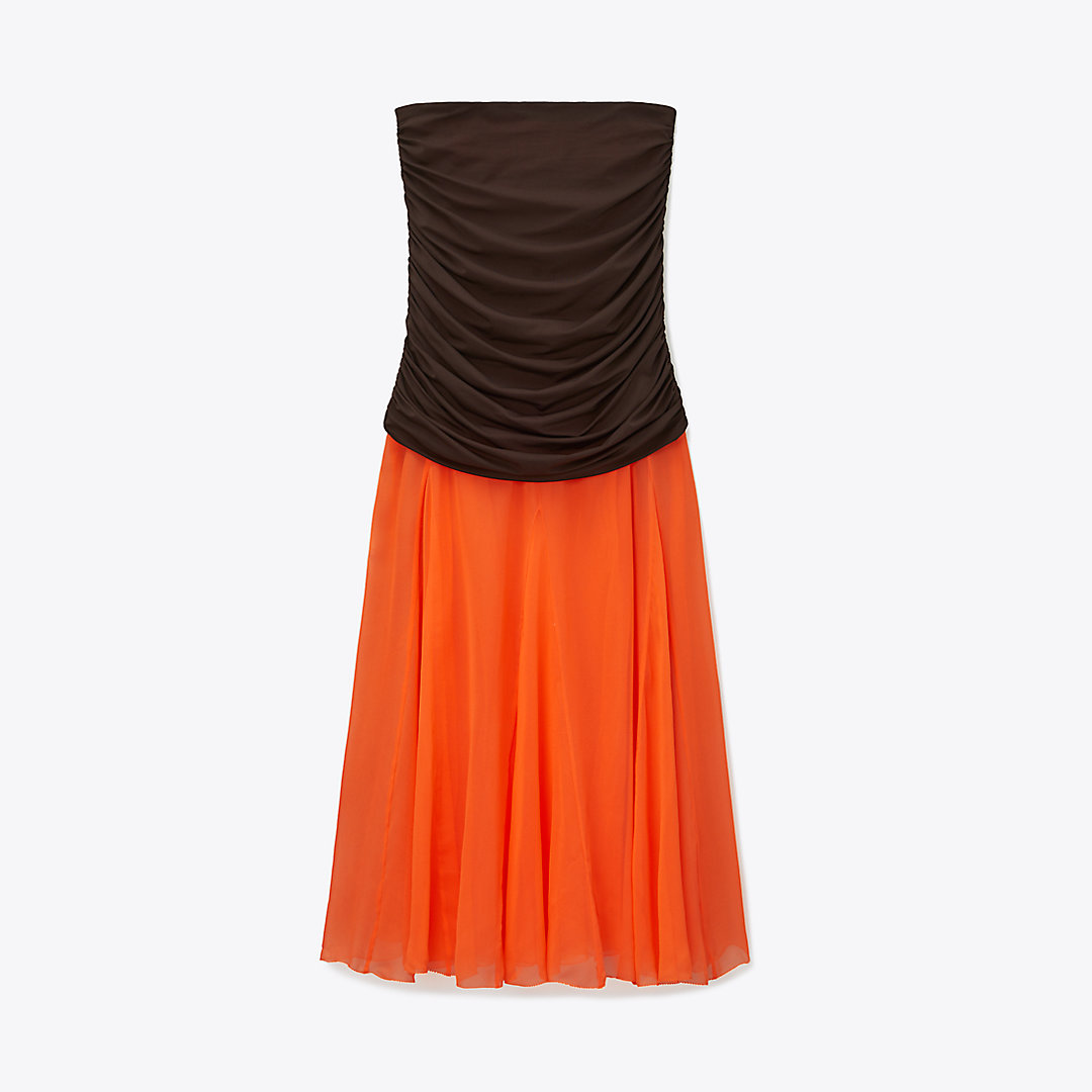 Tory Burch Jersey Chiffon Skirt In Dark Tangerine