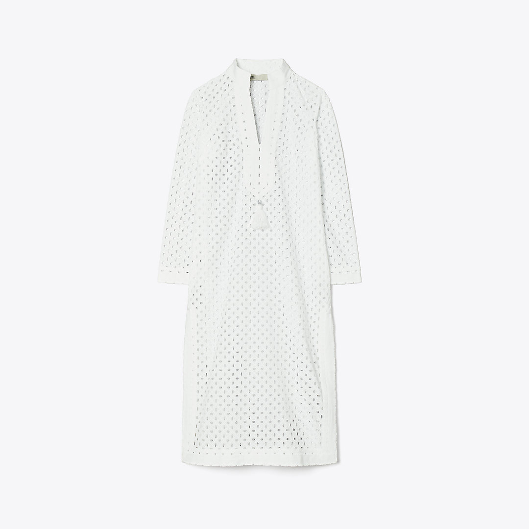 Tory Burch Eyelet Mid-length Tory Tunic In White