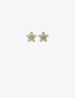 Tory Burch Kira Star Stud Earring In Tory Gold/gray Mist