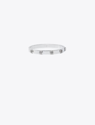 Tory Burch Miller Stud Pavé Hinge Bracelet In Tory Silver/crystal