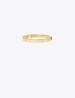 Tory Burch T Monogram Hinge Bracelet In Tory Gold/new Ivory