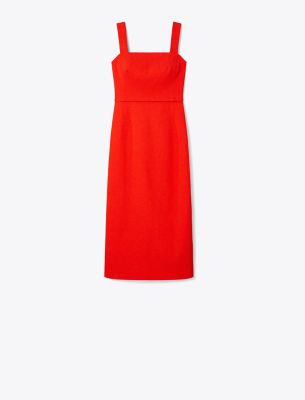 Shop Tory Burch Stretch Faille Dress In Goji Red