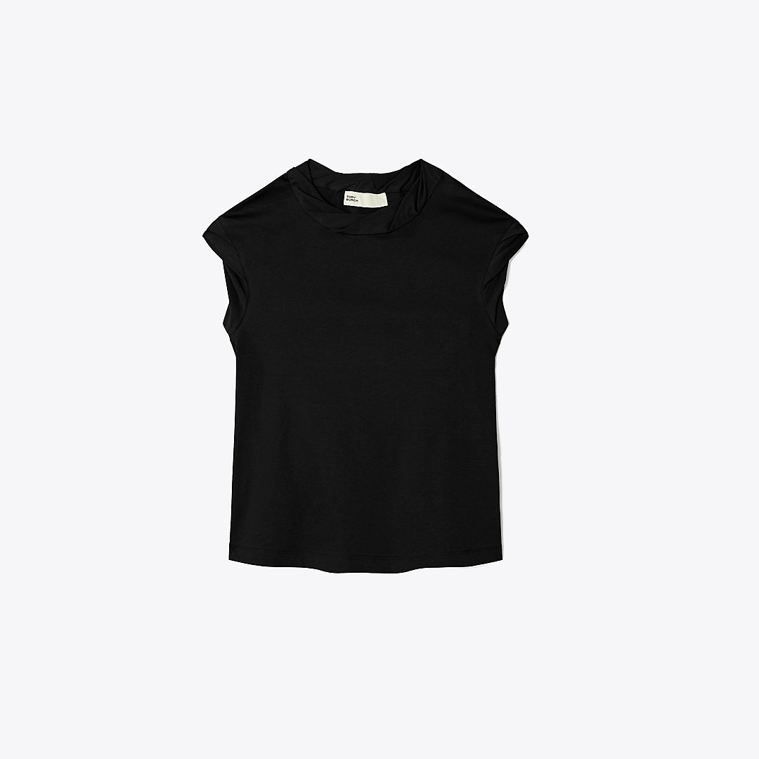 Tory Burch Twisted Knit Top In Black