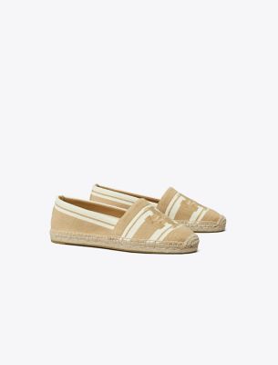 Shop Tory Burch Double T Jacquard Espadrille In Cammello/ash White