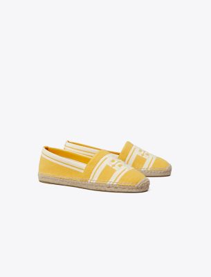 Shop Tory Burch Double T Jacquard Espadrille In Mellow Yellow/ash White