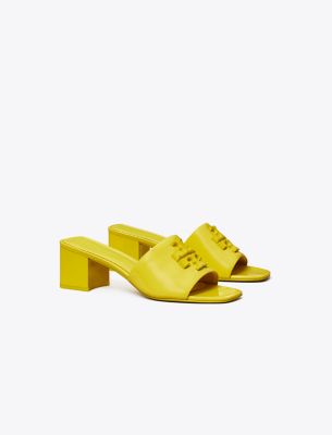 Tory Burch Eleanor Patent Medallion Slide Sandals In Zesty Lime