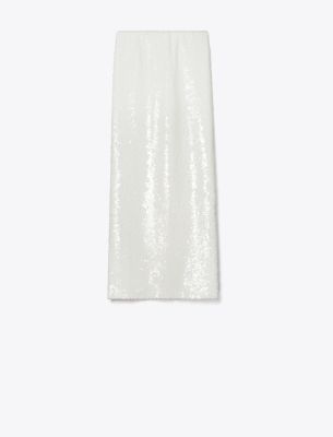 Shop Tory Burch Sequin Skirt In White