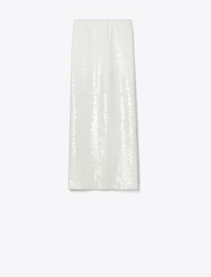 Shop Tory Burch Sequin Skirt In White