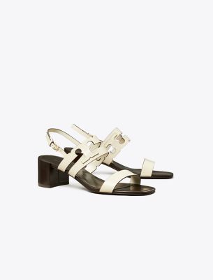 Tory Burch Ines Heeled Sandal In Light Cream/cocoa