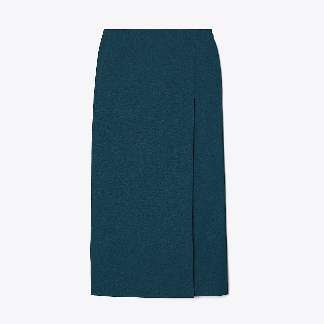 Shop Tory Burch Stretch Faille Wrap Skirt In Solar Blue