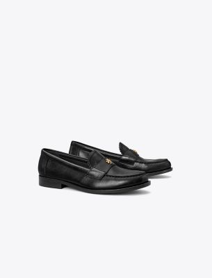 Tory Burch Perri Leather Mini Medallion Loafers In Perfect Black