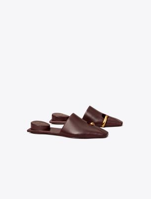Tory Burch Pierced Mule In Plum/gold