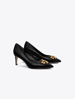 Tory Burch Eleanor Pointed Toe Pump In Perfect Black/gold