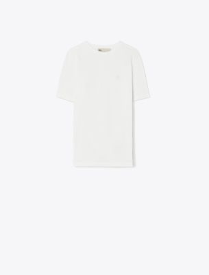 Tory Burch Embroidered Logo T-shirt In White