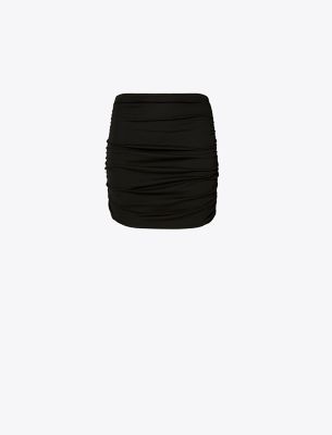 Tory Burch Ruched Viscose Miniskirt In Black