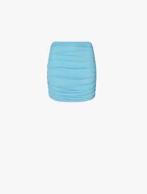 Shop Tory Burch Ruched Mini Skirt In Blue Bliss