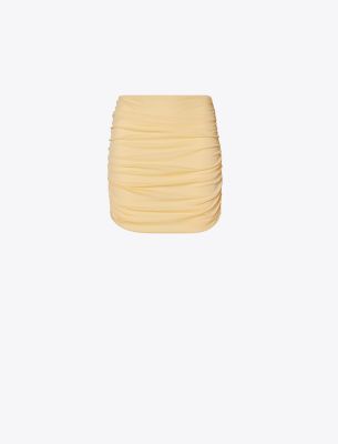 Tory Burch Ruched Mini Skirt In Yellow Buttercup