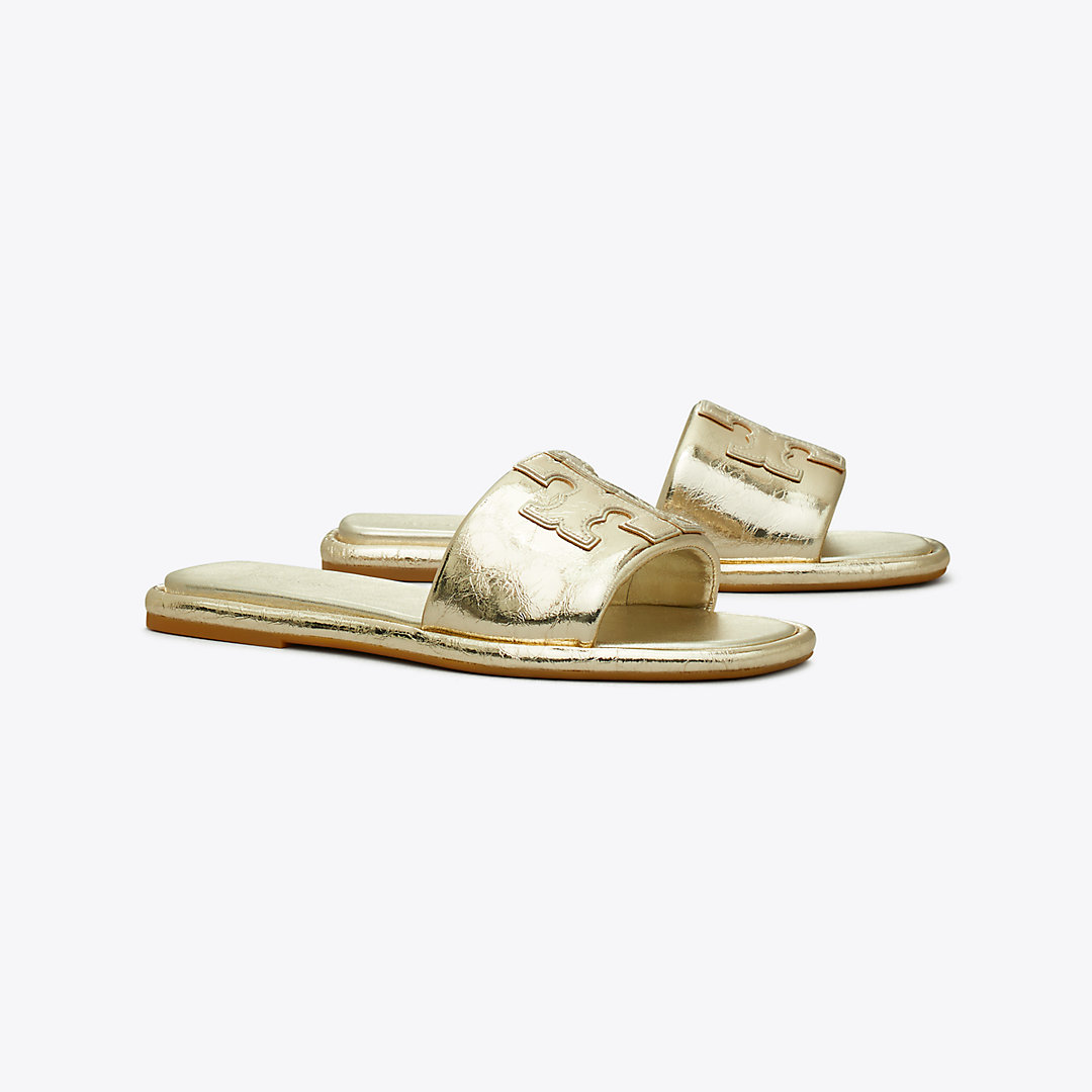 Tory Burch Double T Burch Slide In Spark Gold