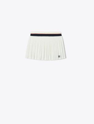 Tory Sport Tory Burch Pleated Mini Tennis Skirt In Snow White/tory Navy