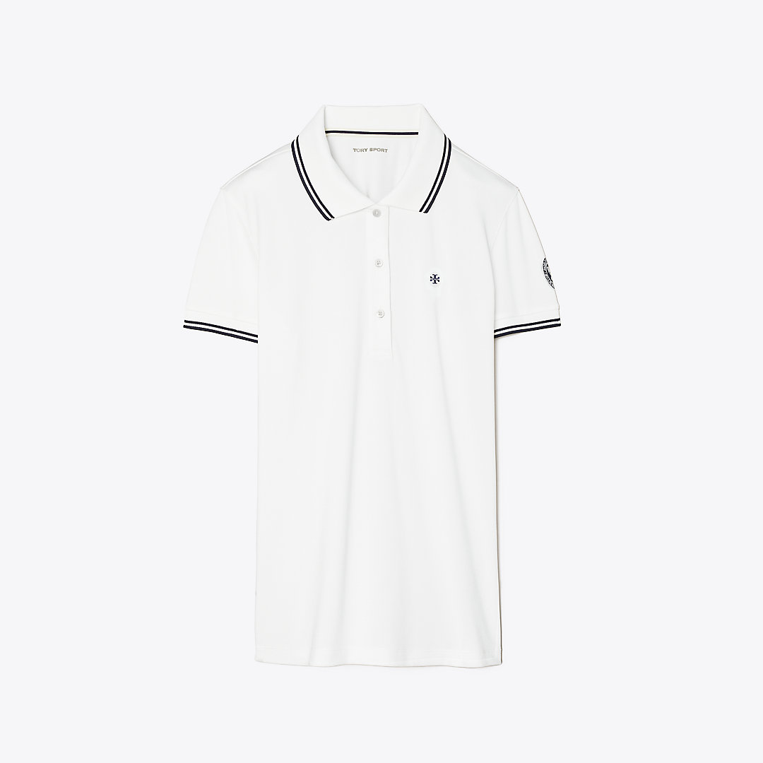 Tory Sport Tory Burch Short-sleeve Polo In Snow White