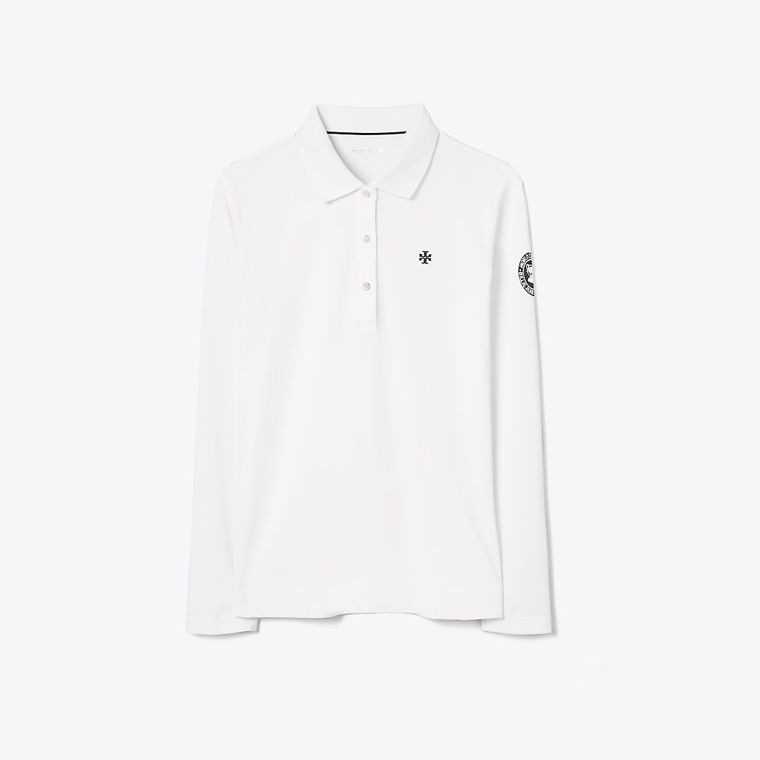 Tory Sport Tory Burch Long-sleeve Polo In Snow White