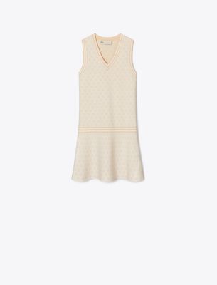 Tory Sport Tory Burch T Monogram Tech Knit Dress In New Ivory T Monogram Small Sport